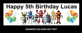 Kids Party Banner Robot Theme