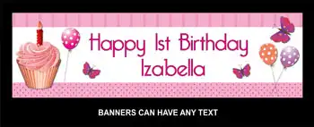 Party Banner - Pink Cupcake 1st Birthday