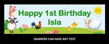 Party Banner with Farm Animal Theme