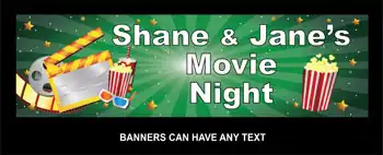 Movie Night Party Banner Green Theme