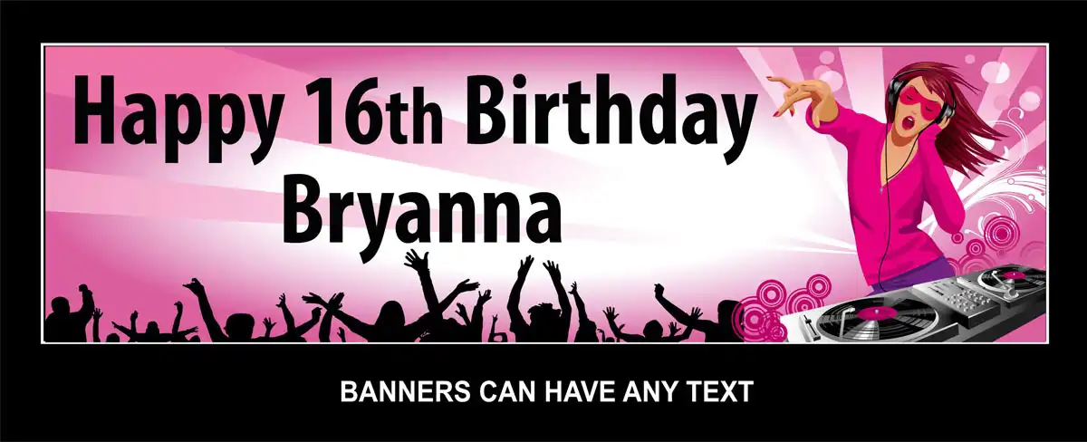 Birthday Party Banner DJ Girl