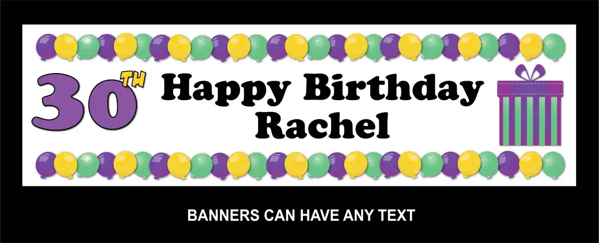 Party Banner - Gifts Balloons Purple Theme