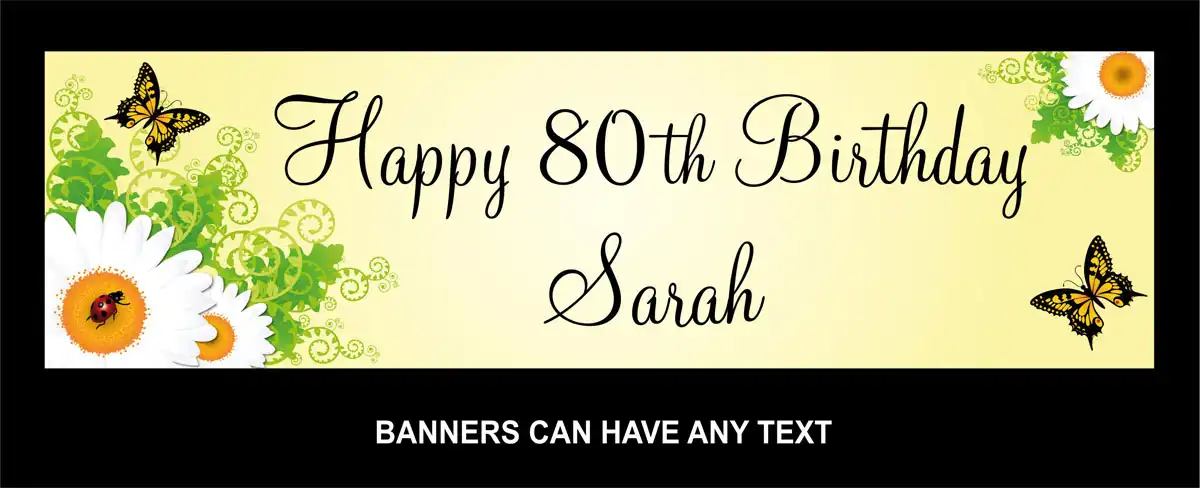 Party Banner - Butterfly Flower Theme