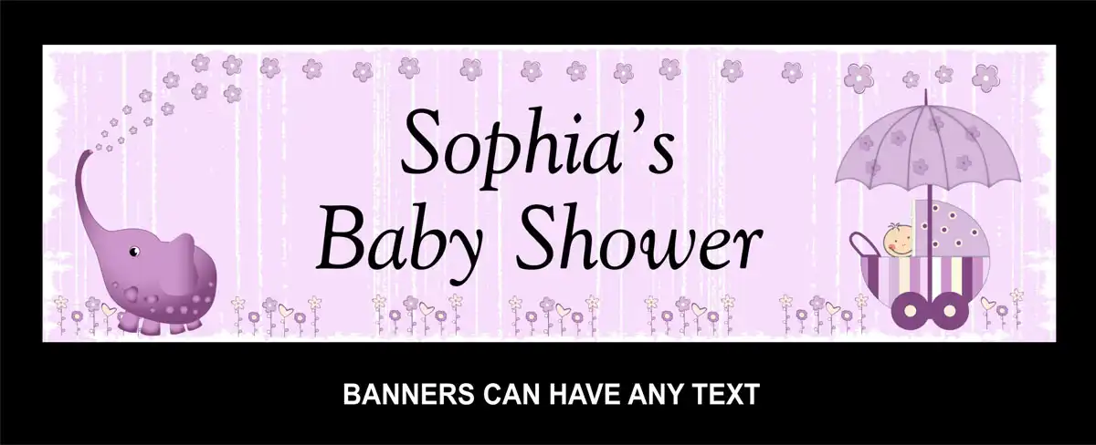 Banner Elephant Baby Shower Purple