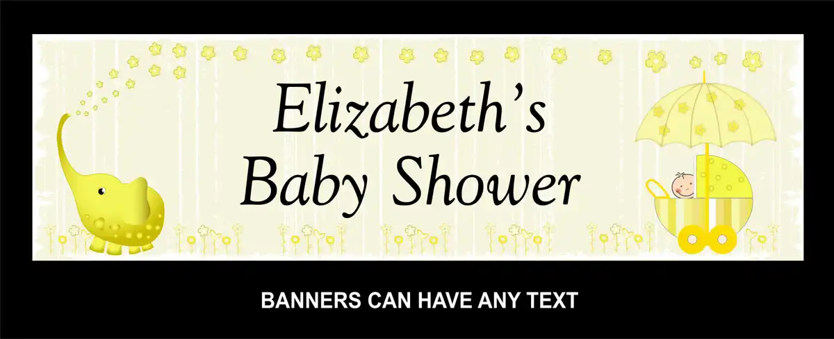 Banner Elephant Baby Shower Yellow