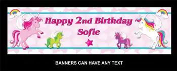 Girls Unicorn Birthday Party Banner