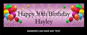 Birthday Party Banner Balloons Pink