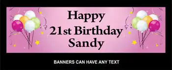 Birthday Banner with Balloons Pink Theme