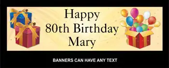 Birthday Banner with Balloons & Gifts