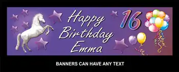 Kids Birthday Banner Horse Purple Theme