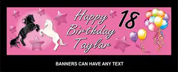 Kids Birthday Banner Horse Pink Theme
