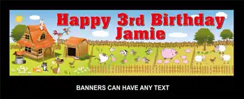 Kids Birthday Party Banner - Animal Farm