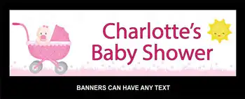Baby Girl Shower Banner Pram Theme