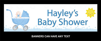 Baby Boy Shower Banner Pram Theme