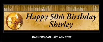 Golden 50th Birthday Party Banner