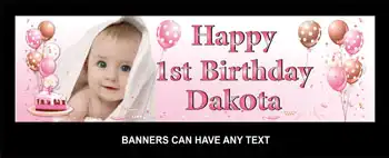 Party Banner Baby Girl 1st Birthday
