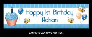 Party Banner - Blue Cupcake 1st Birthday