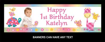 Girls Party Banner with Animals
