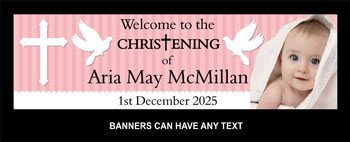 Christening Banner Dove Pink Theme