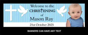 Christening Banner Dove Blue Theme