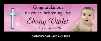 Girls Christening Banner Cross Pink Theme