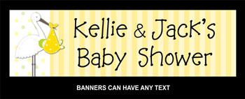 Banner Baby Shower Stork Yellow