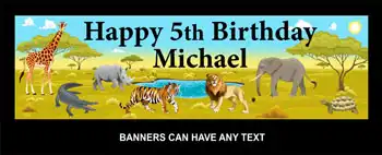 Party Banner with Wild Safari Animals