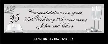 Silver 25th Wedding Anniversary Banner
