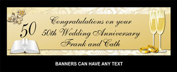 Gold 50th Wedding Anniversary Banner