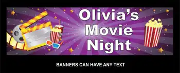 Movie Night Party Banner Purple Theme