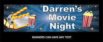 Movie Night Party Banner Blue Theme